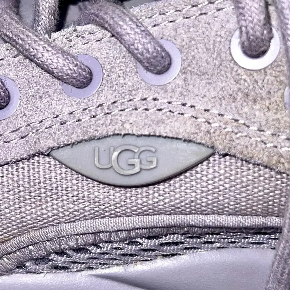 UGG LA Cloud Lace Women’s 9 Stormy Grey Suede Chunky Sneakers Purple Lavander